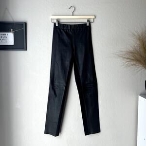 Joseph Black Lambskin Leather Straight Pull-On Stretch Leggings Size‎ 36
